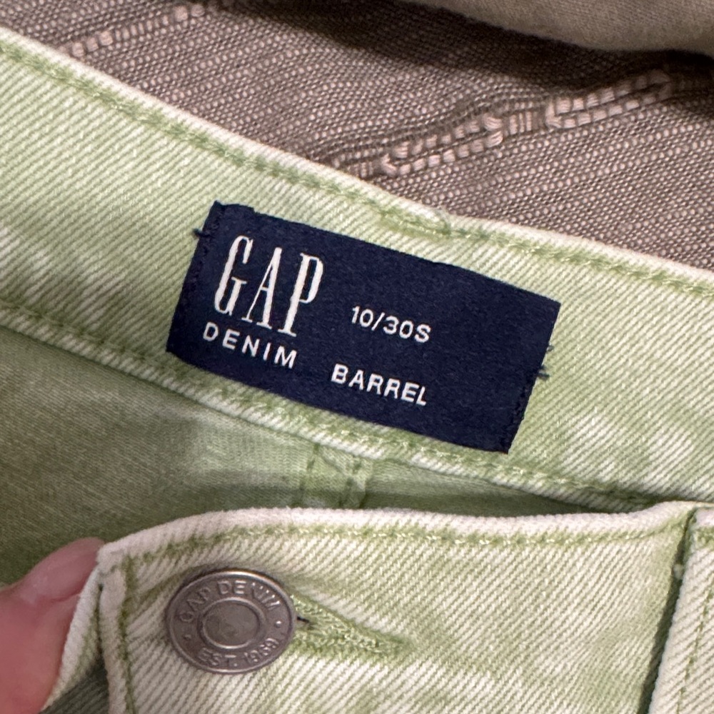 GAP Light Green Denim Barrel Jeans